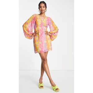 Never Fully‎ Dressed Monique Dress Bright Colorful Empire Waist Full Sleeves 16